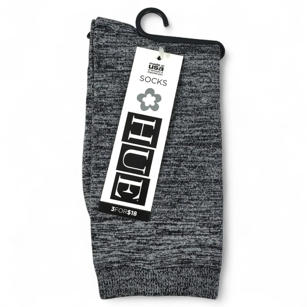 Hue Bodysock Black Marled Gray Cotton Socks One Size Fits Most‎